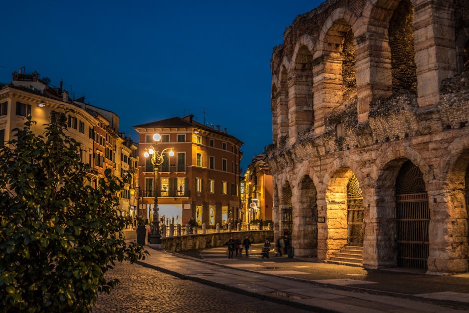 Arena di Verona evening lights