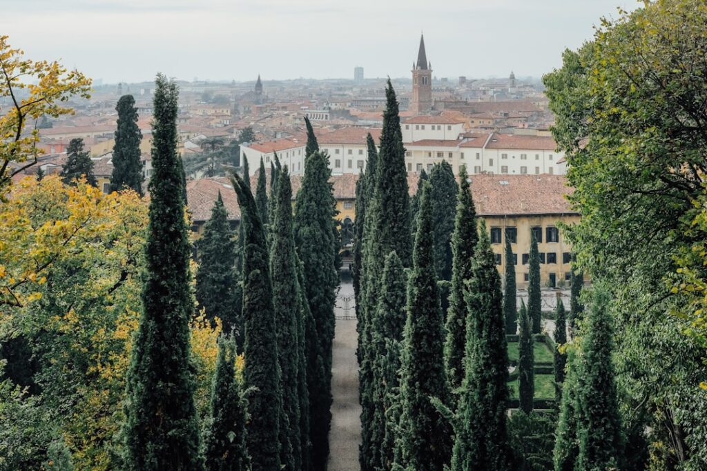 Giardino Giusti formal hedges Verona morning