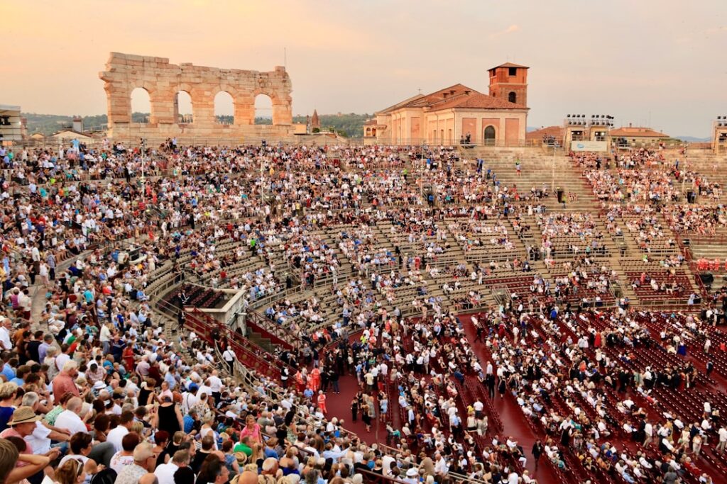 Opera audience Verona Arena night performance