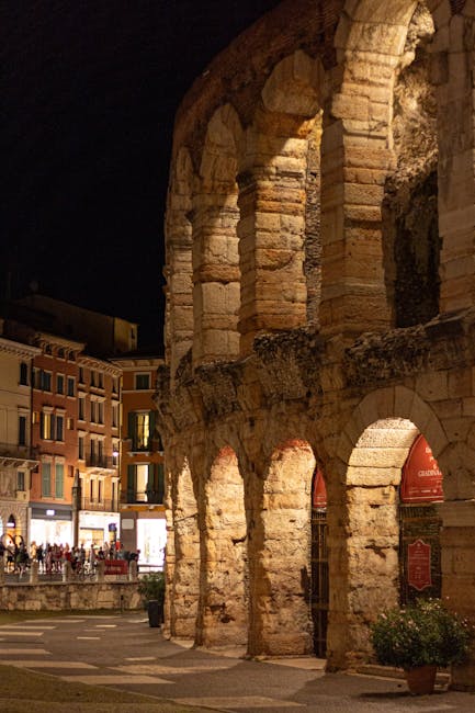 Verona evening arena illuminated