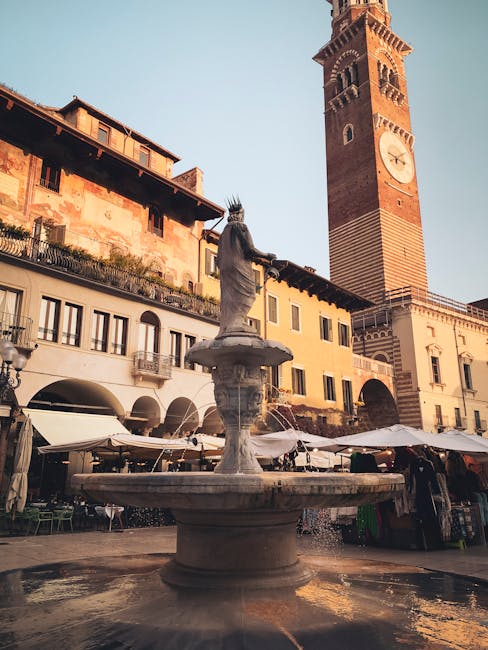 Verona Piazza delle Erbe sunset square