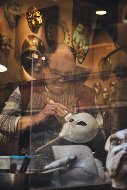 Artisan making Venetian mask hand painting Verona