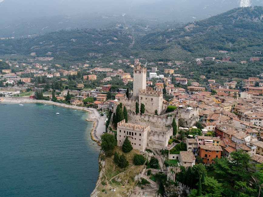 Malcesine castle tower lake view morning