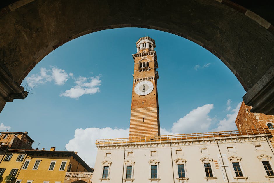 Torre dei Lamberti view sunset Piazza delle Erbe